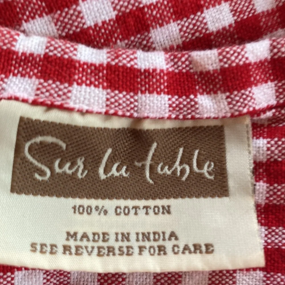 Sur La Table lot of 2 red & white gingham check flexible baskets with liners